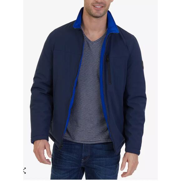 Nautica Men's Reversible Bomber Jacket Size Large Navy/Cobalt - Picture 1 of 10